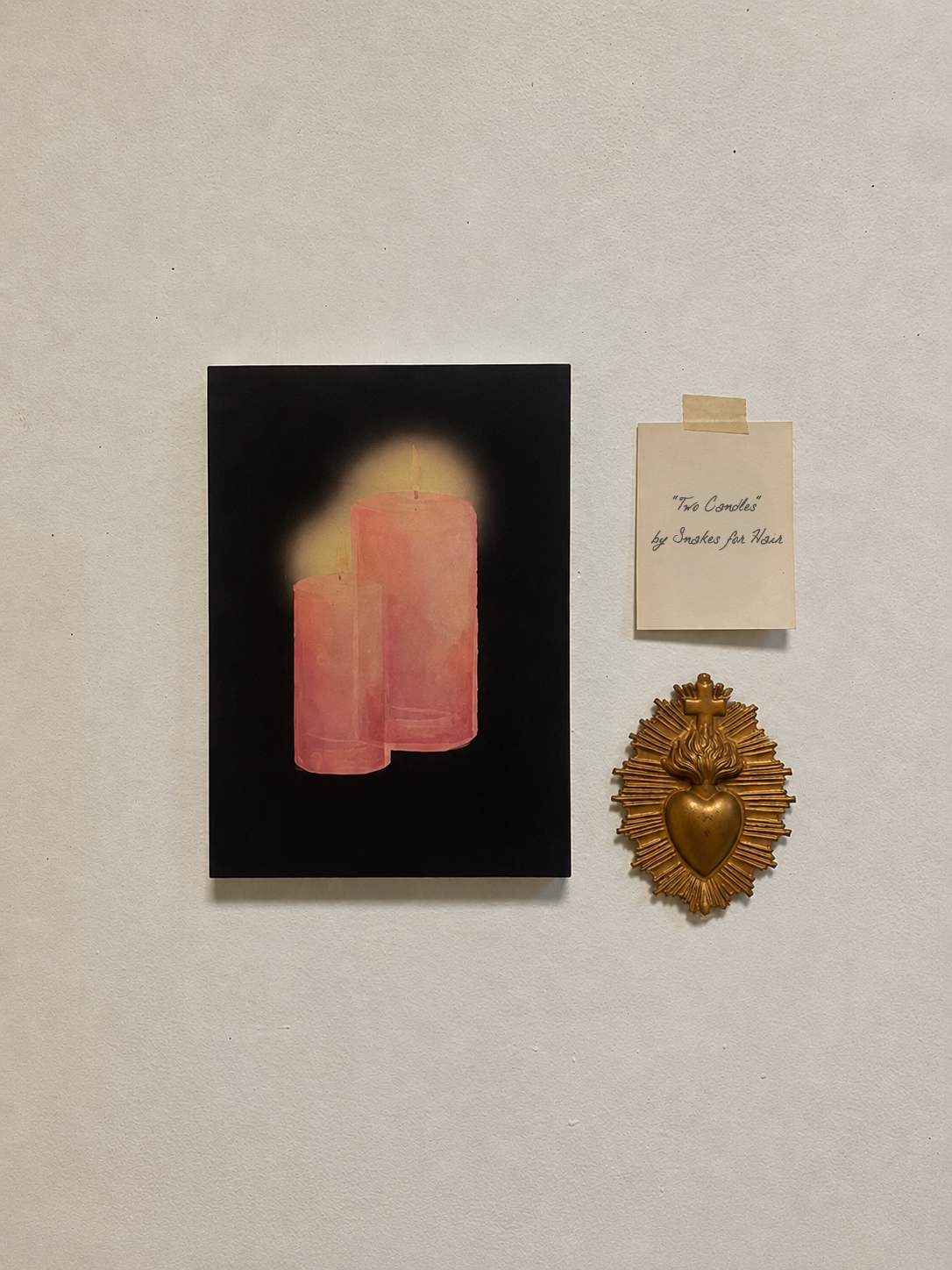 "TWO CANDLES" WOOD PRINT