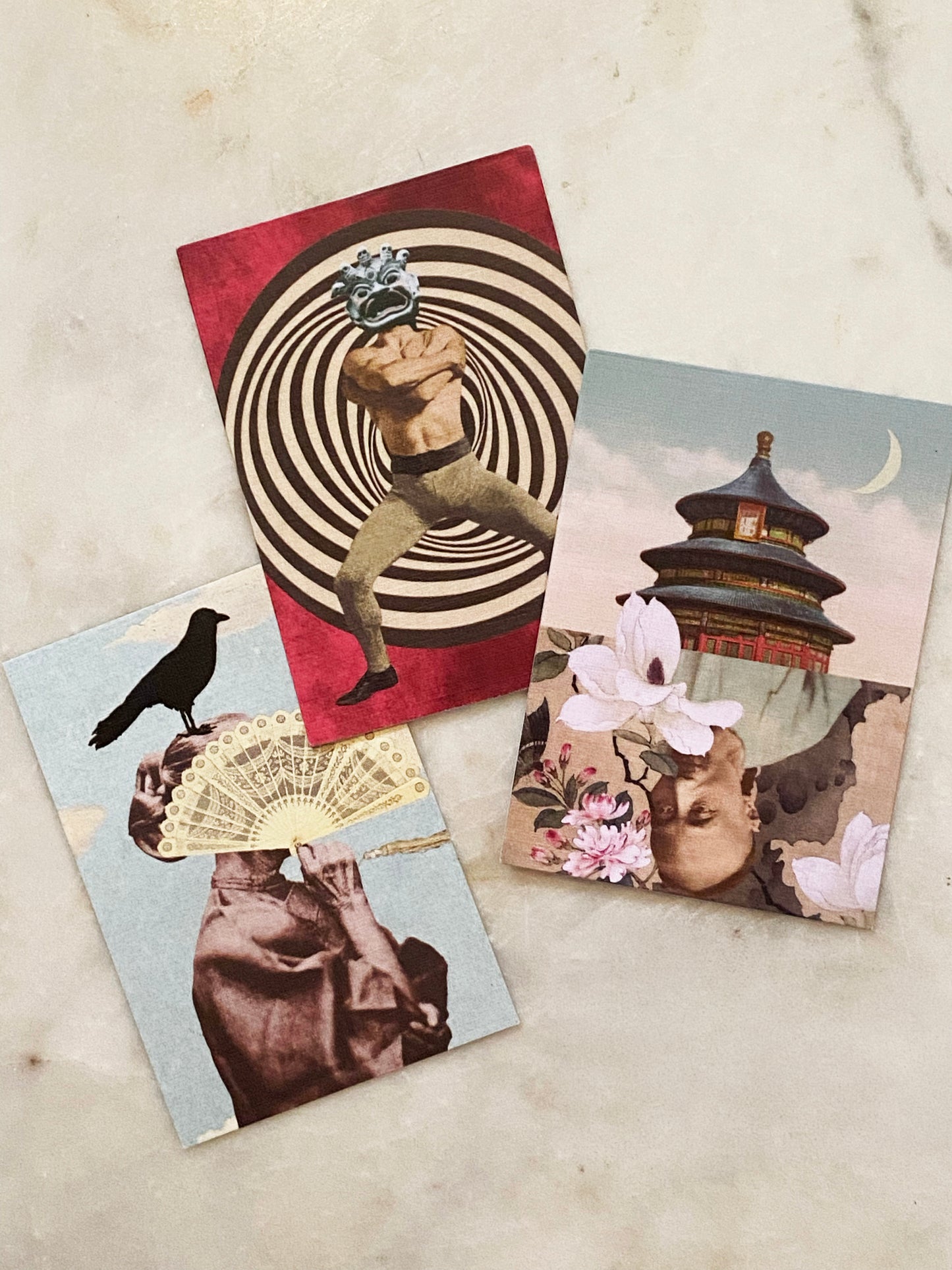HONG KONG GARDEN SET OF 3 ARTIST TRADING CARDS