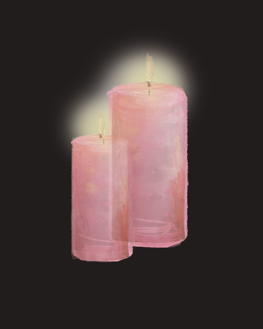 "TWO CANDLES" WOOD PRINT